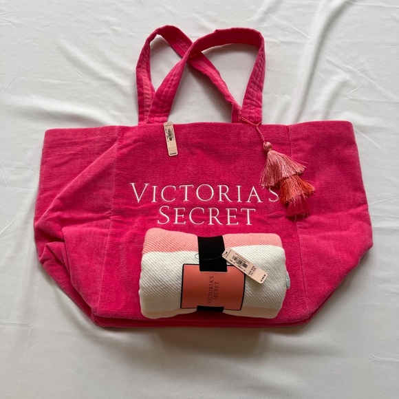 Victoria Secret Pink Terry Cloth Beach Gym Tote & Beach Blanket NWT - Picture 6 of 16